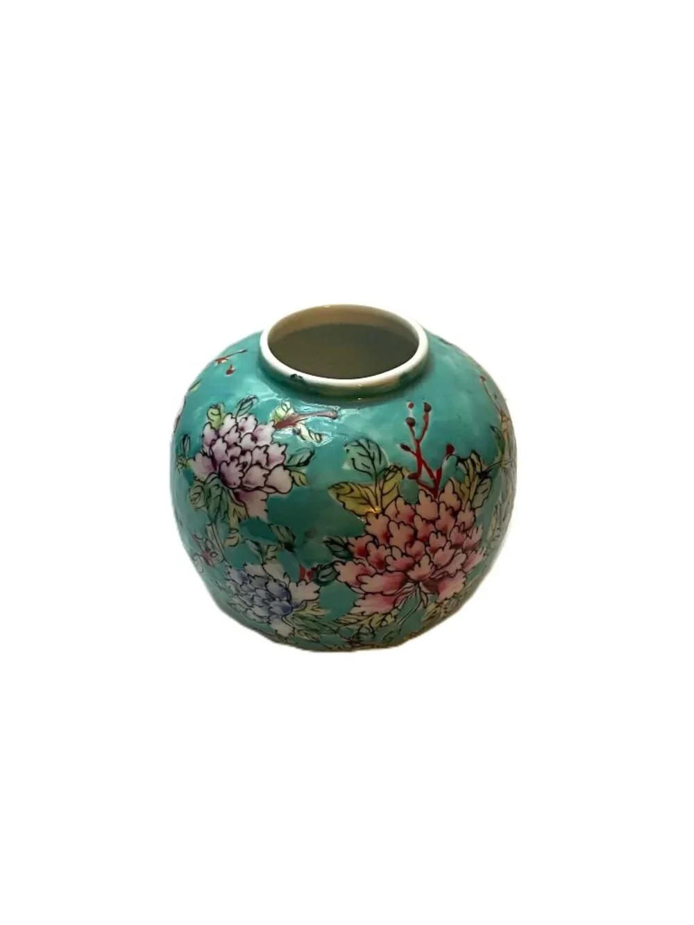 Vtg ACF Japanese Porcelain Ginger Jar Vase Turquoise Chinoiserie